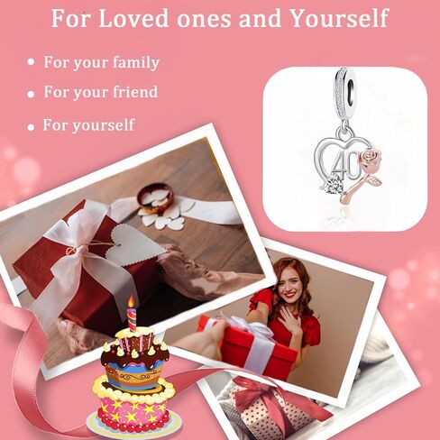 رقم عيد الميلاد 13th 16th ١٨ 21 ايني و40th 50th 60th Heart Dangle Charm متوافق مع سوار Pandora in Saudi Arabia