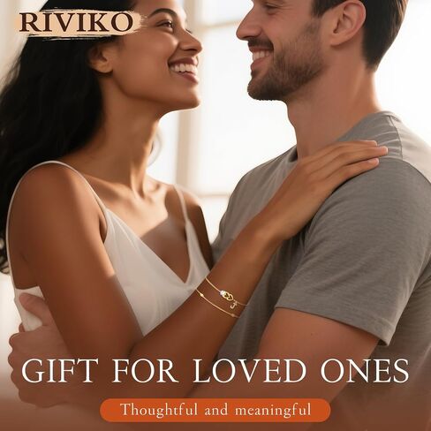 RIVIKO Gold Heart Initial Bracelets for Women,925 Sterling Silver Gold Plated Layered Letter Charm Bracelets,Adjustable Alphabet Personalized Jewelry Birthday Gifts for Her Wife Mom Friend in Kuwait