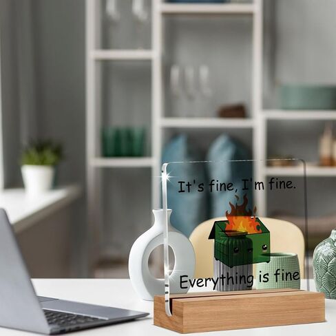 إكسسوارات مكتب مكاتب الإطفاء ، هدايا مكاتب مضحكة لزملائي في العمل للنساء ، هدايا تقدير الموظفين ، أنا بخير كل شيء على ما يرام ، ديكور مكبب مومبستر لطيف. in Saudi Arabia