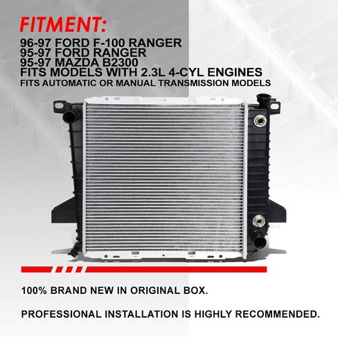 الرادياتير الأسرة التلقائي متوافق مع 95-97 Ford F100 Ranger Mazda B2300 2.3L 4-Cyl AT/MT ، DPI 1726 مصنع المبرد المبرد 1 الصفوف ، CORE. in Kuwait