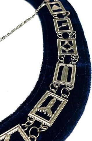 Masonic Regalia - سلسلة ضباط Blue Lodge ذوي الياقات الفضية على الدعم الأزرق مع المجوهرات (مجموعة من 12) in Saudi Arabia