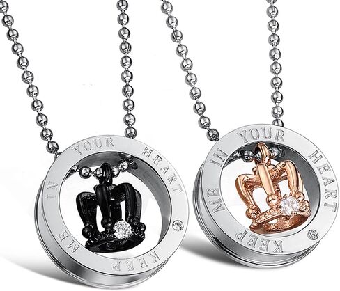 MAXVIN Matching Necklace For Couples Titanium Promise Love Stainless Steel Pendant Necklaces for Him,Her Jewelry Set Gifts for Anniversary in Saudi Arabia