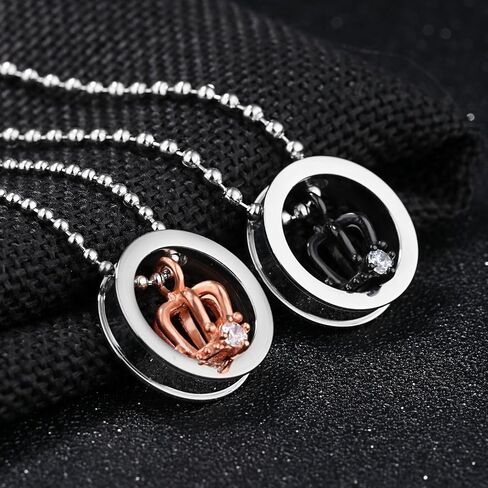 MAXVIN Matching Necklace For Couples Titanium Promise Love Stainless Steel Pendant Necklaces for Him,Her Jewelry Set Gifts for Anniversary in Saudi Arabia