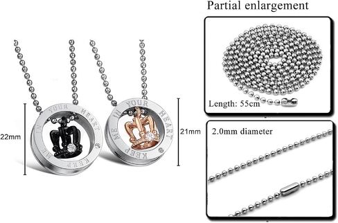 MAXVIN Matching Necklace For Couples Titanium Promise Love Stainless Steel Pendant Necklaces for Him,Her Jewelry Set Gifts for Anniversary in Saudi Arabia