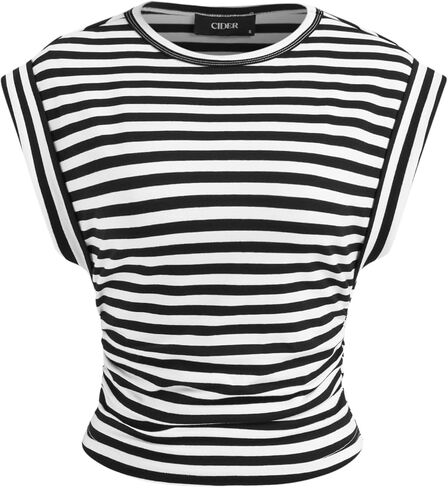 CIDER Women's Striped Sleeveless Tank Tops Crew Neck Casual Shirt for Summer in Saudi Arabia