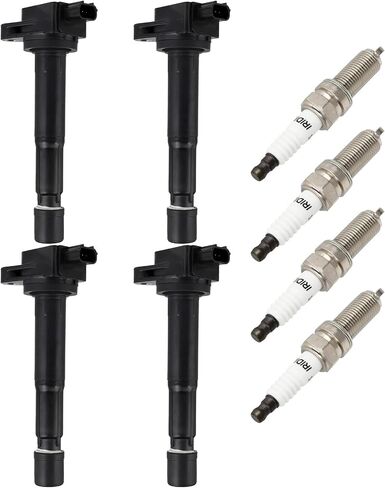 OCPTY 4 ملفات الإشعال + 4 مقابس شرارة Iridium ، تناسب Honda CR-V 2.4L 2010-2014 ، لـ Crosstour 2.4L 2012-2015 ، من أجل ACCORD 2.4L 2008-2012 ، لـ ILX 2.4L 2013-2015 GN10369 UF629 in Saudi Arabia