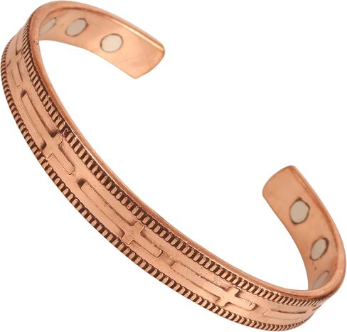 سوار النحاس Touchstone النمط التبتي. مصنوع يدويًا من النحاس الصلب عالي الجودة للنساء والرجال. الرسالة الروحية المسيحية in Kuwait