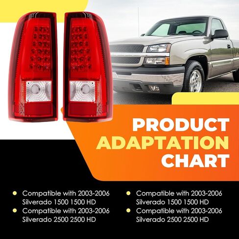 Pair of Tail Lights Assembly W/Bulbs & Harness Compatible with 2003-2006 Silverado 1500 2500 3500 Rear Brake Lamp Taillights GM2800174 GM2801174 19169003 19169004 in Saudi Arabia