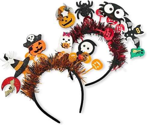 2 PACK Spooky Cute Halloween Headbands Accessories for Women and Men - Ghosts, Bat, Spider, Pumpkin and Skull Designed for Happy Halloween Party Hair Decoration in Saudi Arabia
