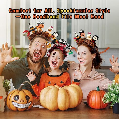 2 PACK Spooky Cute Halloween Headbands Accessories for Women and Men - Ghosts, Bat, Spider, Pumpkin and Skull Designed for Happy Halloween Party Hair Decoration in Saudi Arabia