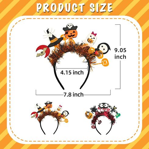 2 PACK Spooky Cute Halloween Headbands Accessories for Women and Men - Ghosts, Bat, Spider, Pumpkin and Skull Designed for Happy Halloween Party Hair Decoration in Saudi Arabia