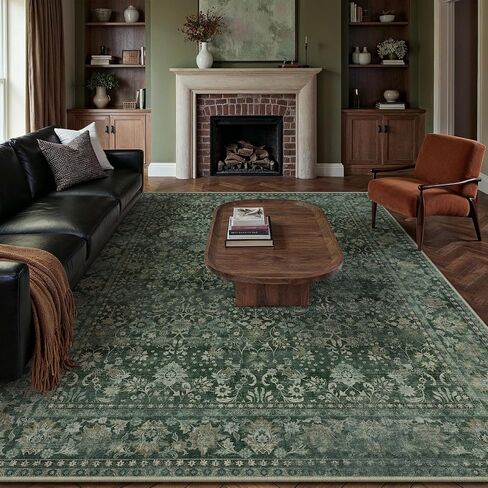 HUGEAR 2x6 Runner Rug Machine Washable Tradition Brown Hallway Area Rugs Indoor Accent Rugs Floral Low Pile Carpet Distressed Throw Rug Bedroom Living Room Office Dining Kitchen Laundry Non Slip in Kuwait