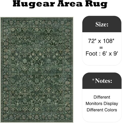 HUGEAR 2x6 Runner Rug Machine Washable Tradition Brown Hallway Area Rugs Indoor Accent Rugs Floral Low Pile Carpet Distressed Throw Rug Bedroom Living Room Office Dining Kitchen Laundry Non Slip in Kuwait