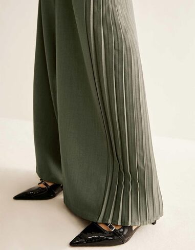 Ladyful Women's Causal Wide Leg Pants Loose Mid Waisted Side Pleated Business Outfits Long Flowy Trousers in Saudi Arabia