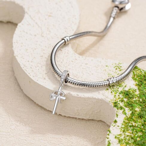 PROESS Initial Cross Charm 925 Sterling Silver Letter A B C Pendant Dangle Charm Beads for Bracelet Initial Cross Jewelry Gifts for Women in Saudi Arabia