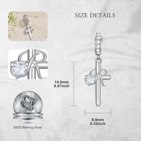 PROESS Initial Cross Charm 925 Sterling Silver Letter A B C Pendant Dangle Charm Beads for Bracelet Initial Cross Jewelry Gifts for Women in Saudi Arabia