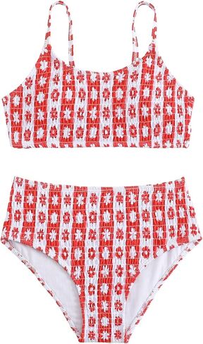 Soly Hux Girl's Floral Print Bikini Set Spaghetti Strap Sucked Sucked Sucked Suit Suite Swimsuit in Kuwait