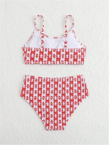 Soly Hux Girl's Floral Print Bikini Set Spaghetti Strap Sucked Sucked Sucked Suit Suite Swimsuit in Kuwait