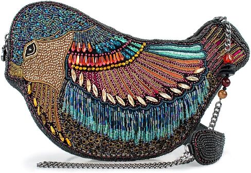 Mary Frances Lustrous Wings Beaded Crossbody Handbag Bird-Shaped Novelty Evening Purse, Multicolor in Saudi Arabia