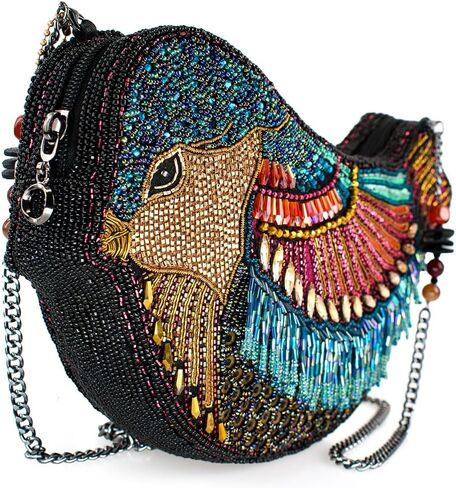 Mary Frances Lustrous Wings Beaded Crossbody Handbag Bird-Shaped Novelty Evening Purse, Multicolor in Saudi Arabia