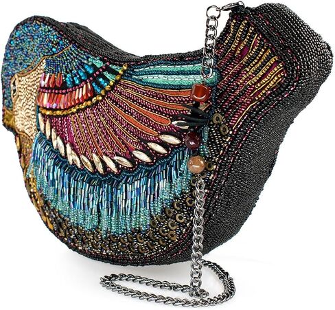 Mary Frances Lustrous Wings Beaded Crossbody Handbag Bird-Shaped Novelty Evening Purse, Multicolor in Saudi Arabia