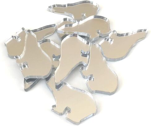 Super Cool Creations Polar Bear Shaped Crafting Mirrors, Set of 10, Many Colours, Shatterproof Acrylic, Silver Mirror, Pack of 20 x 2cm in Saudi Arabia