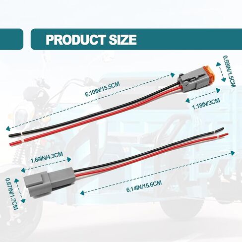DT 2 دبوس مقاوم للماء أدوات موصل موصل كهربائي للسيارات للدراجة النارية قوارب القافلة سيارة TRIKE TRIKE الذكور والأنثى موصلات الأسلاك الكهربائية للسيارات تسخير 14 AWG 3 حزمة in Saudi Arabia