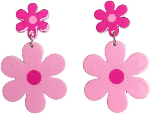 Floral Daisy Flower Dangle Earrings Y2k Vintage Resin Bohemian Lightweight Acrylic 60S 70S Party Mother's Day Valentien's Day Graduation Gift for Women in Saudi Arabia