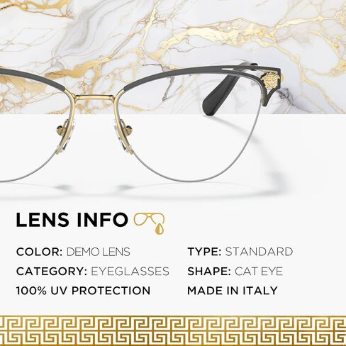 Versace VE1280 55 ملم نظارات غير مستقطبة للنساء - إطار معدن عيون من الذهب والأسود مع معابد ذهبية ونظارات خفيفة الوزن ومريحة للاستخدام المطول ، ومجموعة eshades eyewear in Saudi Arabia