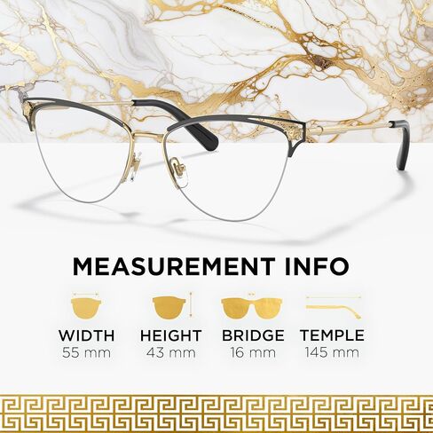 Versace VE1280 55 ملم نظارات غير مستقطبة للنساء - إطار معدن عيون من الذهب والأسود مع معابد ذهبية ونظارات خفيفة الوزن ومريحة للاستخدام المطول ، ومجموعة eshades eyewear in Saudi Arabia