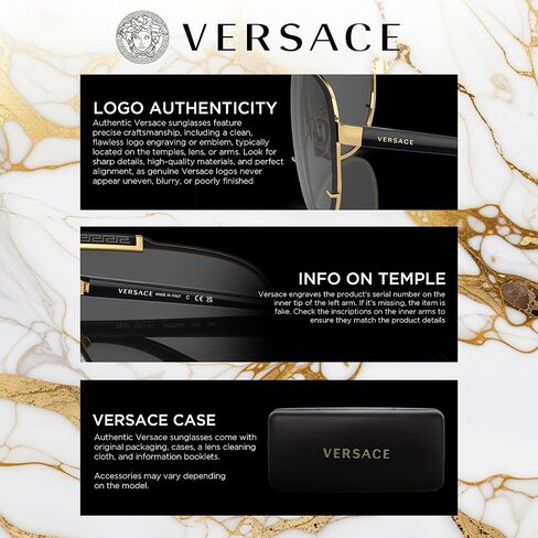 Versace VE1280 55 ملم نظارات غير مستقطبة للنساء - إطار معدن عيون من الذهب والأسود مع معابد ذهبية ونظارات خفيفة الوزن ومريحة للاستخدام المطول ، ومجموعة eshades eyewear in Saudi Arabia