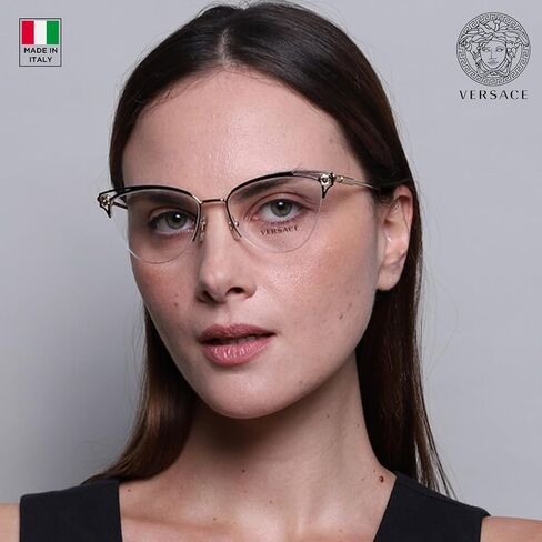 Versace VE1280 55 ملم نظارات غير مستقطبة للنساء - إطار معدن عيون من الذهب والأسود مع معابد ذهبية ونظارات خفيفة الوزن ومريحة للاستخدام المطول ، ومجموعة eshades eyewear in Saudi Arabia