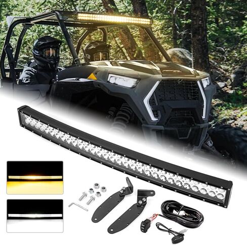 WeiSen 32" 180W Amber & White LED Curved Light Bar Kit with Memory Function Wiring Harness Rocker Switch and Mounting Brackets Compatible with Polaris RZR XP1000 900 2014-2023 in Saudi Arabia