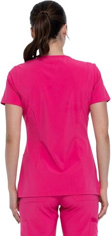 Dickies Scrub Set For Women V-Neck Top DK615 Natural Rise Tapered Leg Pull-On Pant DK005 with 360° Stretch Fabric, Hot Pink - M Top/M Tall Pant in Saudi Arabia