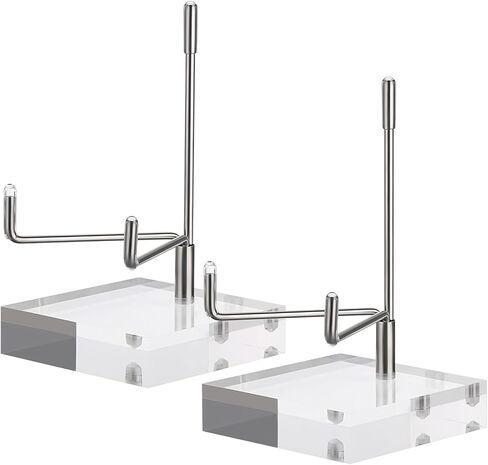Hipiwe 2 Pcs Clear Acrylic Display Stand Holder with Adjustable Metal Arms Display Easel Stands for Rock Gemstones Fossils Minerals Agate Slabs Plates Crystals Saucers,3.1x3.1x4.9 inch in Saudi Arabia