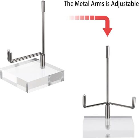 Hipiwe 2 Pcs Clear Acrylic Display Stand Holder with Adjustable Metal Arms Display Easel Stands for Rock Gemstones Fossils Minerals Agate Slabs Plates Crystals Saucers,3.1x3.1x4.9 inch in Saudi Arabia