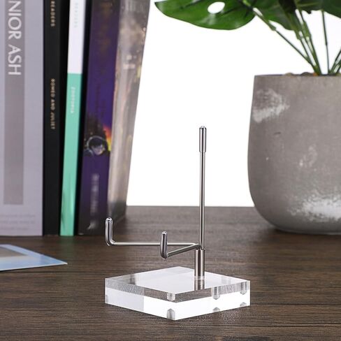 Hipiwe 2 Pcs Clear Acrylic Display Stand Holder with Adjustable Metal Arms Display Easel Stands for Rock Gemstones Fossils Minerals Agate Slabs Plates Crystals Saucers,3.1x3.1x4.9 inch in Saudi Arabia