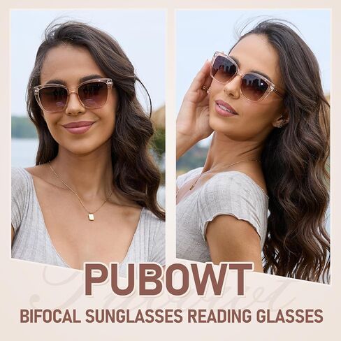 Bifocal Reading Sunglasses for Women Oversized Cat eye Fashion Sun Reader Spring Hinge Eyewear UV Protection PT2001C in Kuwait
