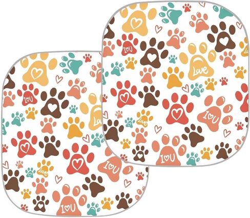 2-Pcs Black Dog Paw Print Sun Shade for Car Windshield Auto Windshield Sunshade Foldable UV Rays Sun Visor Protector Auto Accessories for Most Sedans SUV Van Truck in Saudi Arabia