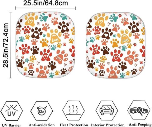 2-Pcs Black Dog Paw Print Sun Shade for Car Windshield Auto Windshield Sunshade Foldable UV Rays Sun Visor Protector Auto Accessories for Most Sedans SUV Van Truck in Saudi Arabia
