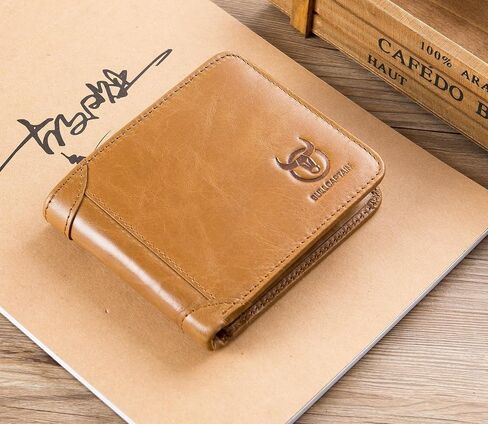 BULLCAPTAIN Men's Genuine Leather RFID Trifold Wallet with 2 ID Window Credit Card Holders Wallets (grey) in Saudi Arabia
