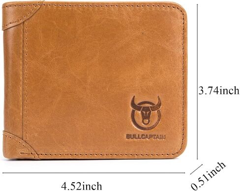 BULLCAPTAIN Men's Genuine Leather RFID Trifold Wallet with 2 ID Window Credit Card Holders Wallets (grey) in Saudi Arabia