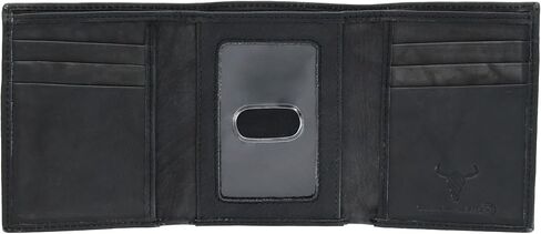 CTM Men's American Bison Leather RFID Trifold Wallet in Saudi Arabia