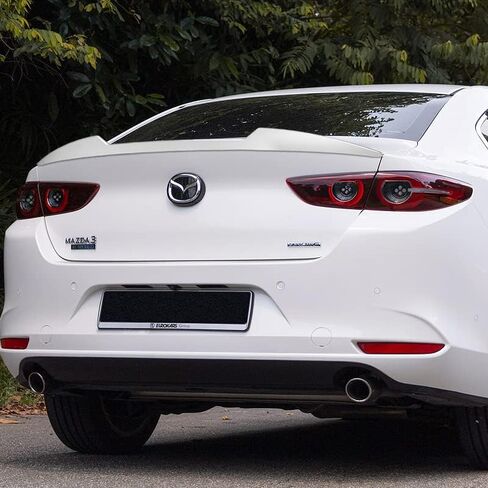HYPERSPEED W-Power Trunk Spoiler Wing Lid Rear Tail Lip kit ABS V-Style Fit for 2019 2020 2021 2022 2023 Mazda 3 Mazda3 Sedan, Car Mods Exterior Accessories Replacement Parts Assembly (Pearl White) in Saudi Arabia