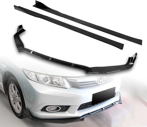 Q1-TECH, 9-Piece Front Bumper Lip & Side Skirt Extensions Diffuser Compatible with 2012 Honda Civic 4DR/Sedan (Gen 9th Only), Front Lip Spoiler Air Chin Body Splitter ABS (Matt Black) in Saudi Arabia