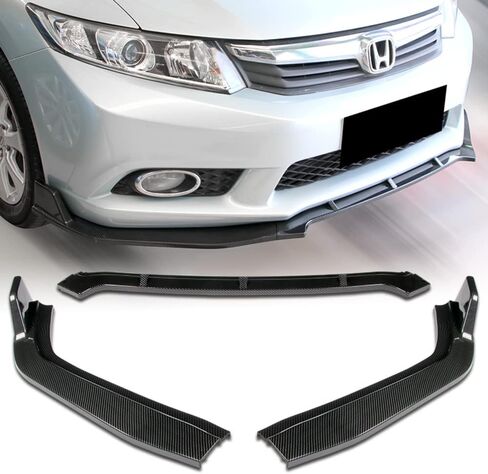 Q1-TECH, 9-Piece Front Bumper Lip & Side Skirt Extensions Diffuser Compatible with 2012 Honda Civic 4DR/Sedan (Gen 9th Only), Front Lip Spoiler Air Chin Body Splitter ABS (Matt Black) in Saudi Arabia