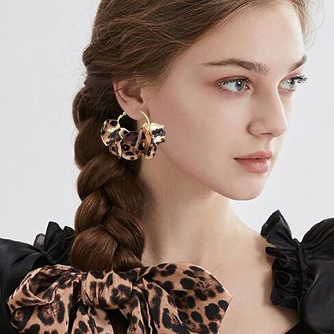 GPASTG Bohemian Fabric Flower Petal Pearl Dangle Drop Stud Round Hoop Earrings For Women in Kuwait