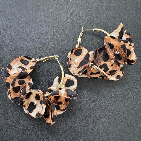 GPASTG Bohemian Fabric Flower Petal Pearl Dangle Drop Stud Round Hoop Earrings For Women in Kuwait