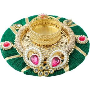 Decorative Mat Rangoli with T-Light candle Holder Stand for Indian Traditional Cultural Festival Decorations Made up of Golden Embrodaries for Gifting Idea Home Decor(Size:- 5")(Yellow) in Saudi Arabia