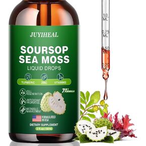 17-in-1 Soursop Detox Liquid Drop, 1900MG Soursop Bitters Liquid with Activated Charcoal, Zeolite & Bentonite Clay, Chlorella, Prebiotics for Liver Gut Digestive Toxin Detox Cleanse Immune Boost in Kuwait